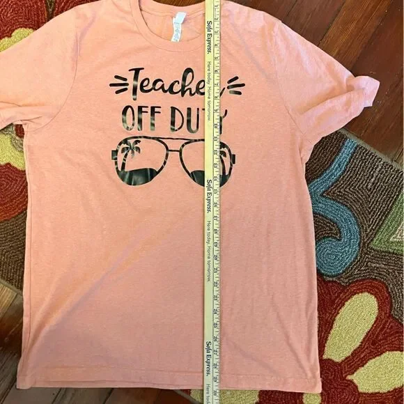 NEW Canvas "Teacher Off Duty" XL T-Shirt ShortโSleeved Black & PinkโNEW - Picture 9 of 10